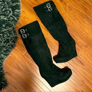 G by Guess Saill Wedge Over the Knee High Boot 7 M Black